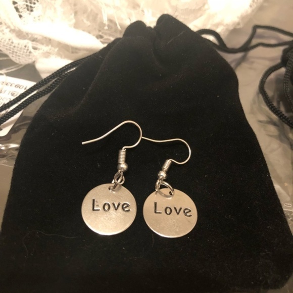Jewelry - LoVe Silver Fish Hook Earrings!! V-Day!!